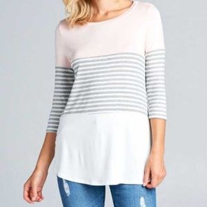 Rib Striped ColorBlock - Blush